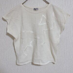 Reow Ivory Mesh-Style Top with Layered Knit Size M